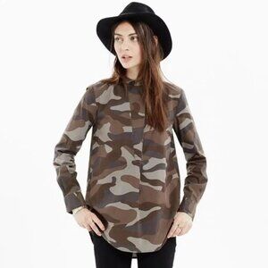 NWT - MADEWELL - THE PERFECT TUNIC IN COTTON OLIVE CAMO - SMALL